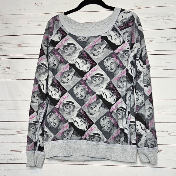 Marilyn Monroe Gray Iconic Graphic Reversible Sweatshirt - Picture 2 of 11
